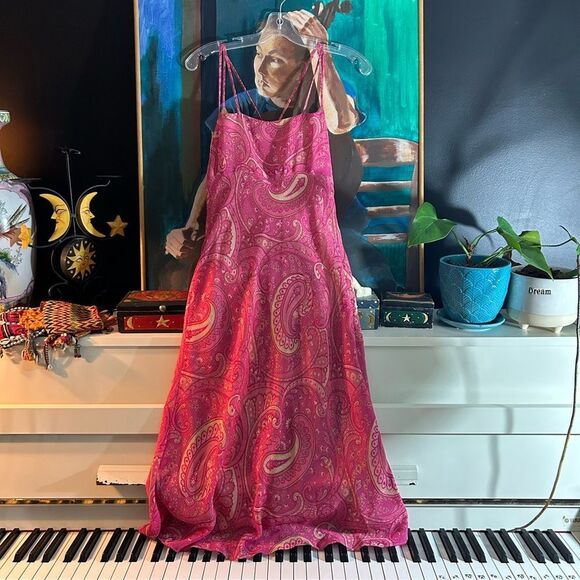 Jacob Pink Y2K Paisley Midi Dress 9/10 - Picture 4 of 16
